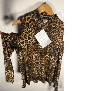 New w/tags Simonton Says Leopard Print Cut Out Shoulder Top Small QVC‎ Boho